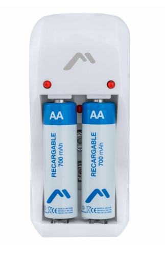 Cargador de pilas AA, AAA y 9V
