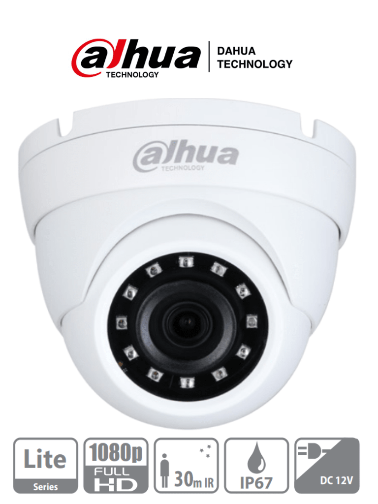 DAHUA HDW1200M28 - Camara domo HDCVI 1080p / TVI / A HD / CVBS / Lente fijo 2.8 mm / Ir 30M / Smart ir / IP67 / BLC / HLC / DWDR / AGC / Metalica/