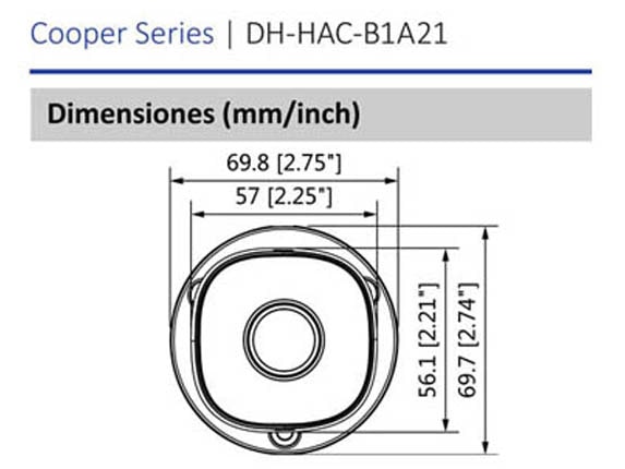 DAHUA COOPER B1A21 - Camara Bullet HDCVI 1080p/ 93 Grados de Apertura/ Lente de 3.6mm/ IR de 20 Mts/ IP67/ TVI AHD y CVBS/ - Imagen 2