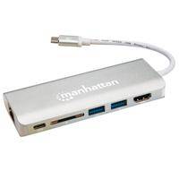 ESTACIóN DOCKING REPLICADOR MANHATTAN DE PUERTOS USB-C 6 A HDMI/RJ45/USB/USB-C PD/LECTOR SD