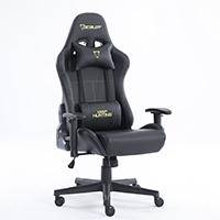 SILLA GAMER OCELOT/ COLOR NEGRO / BASE AJUSTABLE Y DE PLASTICO / DESCANSA BRAZOS AJUSTABLES / ANGULO DE INCLINACION 155 GRADOS/ SOPORTA HASTA 150KG/ COJIN PARA LUMBAR Y CERVICAL