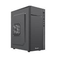 GABINETE QUARONI FRENTE ABS, NEGRO CON FRANJA TIPO FIBRA DE CARBONO, MICRO ATX, MINI ATX Y MINI ITX, FUENTE DE PODER INCLUIDA DE 500W