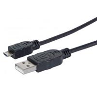 CABLE USB 2.0 TIPO A - MICRO USB 0.5 MTS NEGRO P/DISPOSITIVOS MOVILES