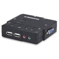 SWITCH KVM MANHATTAN 2 PTOS USB Y 2 PTOSVGA 3.5MM 1600X900 CON JUEGO CABLES