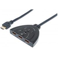 SWITCH HUB HDMI MANHATTAN DE 3 PUERTOS CON BOTON DE SELECCION MANUAL