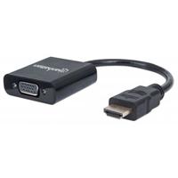 CONVERTIDOR MANHATTAN HDMI A VGA. HDMI MACHO A VGA HEMBRA COLOR NEGRO EN BLISTER