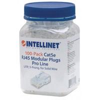 PLUG MODULAR RJ45 INTELLINET UTP CAT5E SOLIDO BOTE CON 100 PIEZAS CONTACTO ORO 50 MICRAS LINEA PRO