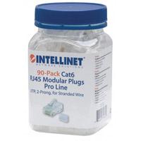 PLUG MODULAR RJ45 INTELLINET UTP CAT6 MULTIFILAR BOTE CON 90 PIEZAS CONTACTO ORO 50 MICRAS LINEA PRO