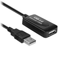 CABLE EXTENSION ACTIVA BROBOTIX USB 2.0, 5 MTS, MACHO-HEMBRA, ENCADENABLE X3, NEGRO