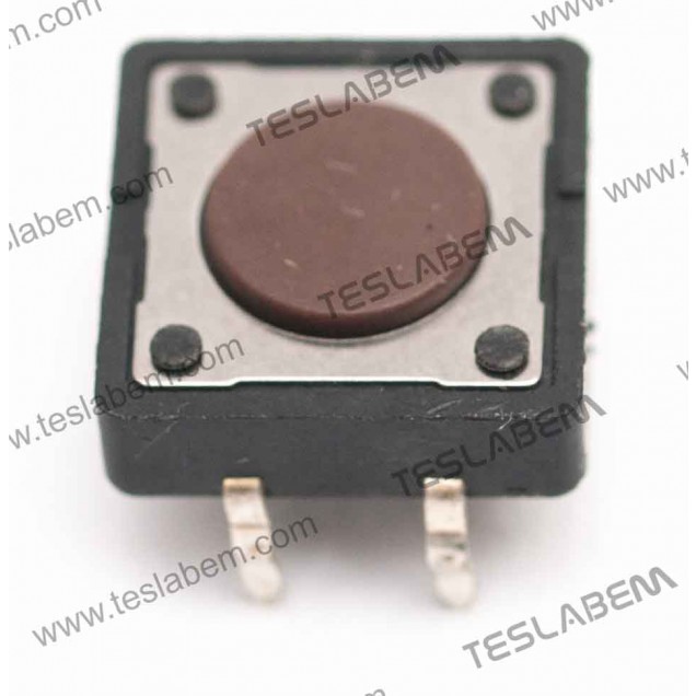 PUSH BUTTON, 4 TERMINALES, 12X12X5MM, CABEZA REDONDA
