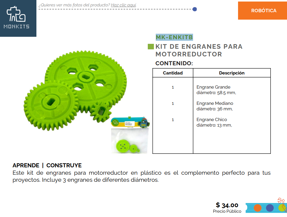 KIT DE ENGRANES PARA MOTORREDUCTOR MK-ENKITB