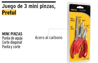 JUEGO DE PINZAS MINIATURA 3 PIEZAS