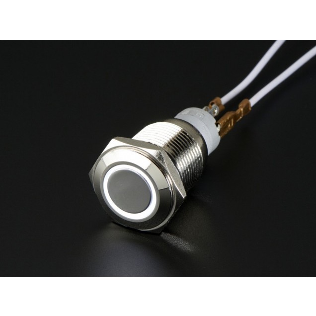 BOTÓN IMPERMEABLE CON LUZ 16MM 12-24V ROJO