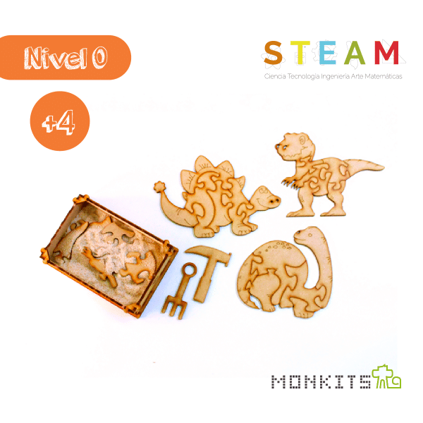 ROMPECABEZAS DIDACTICO DE DINOSAURIOS 2D MDF ME-PR20